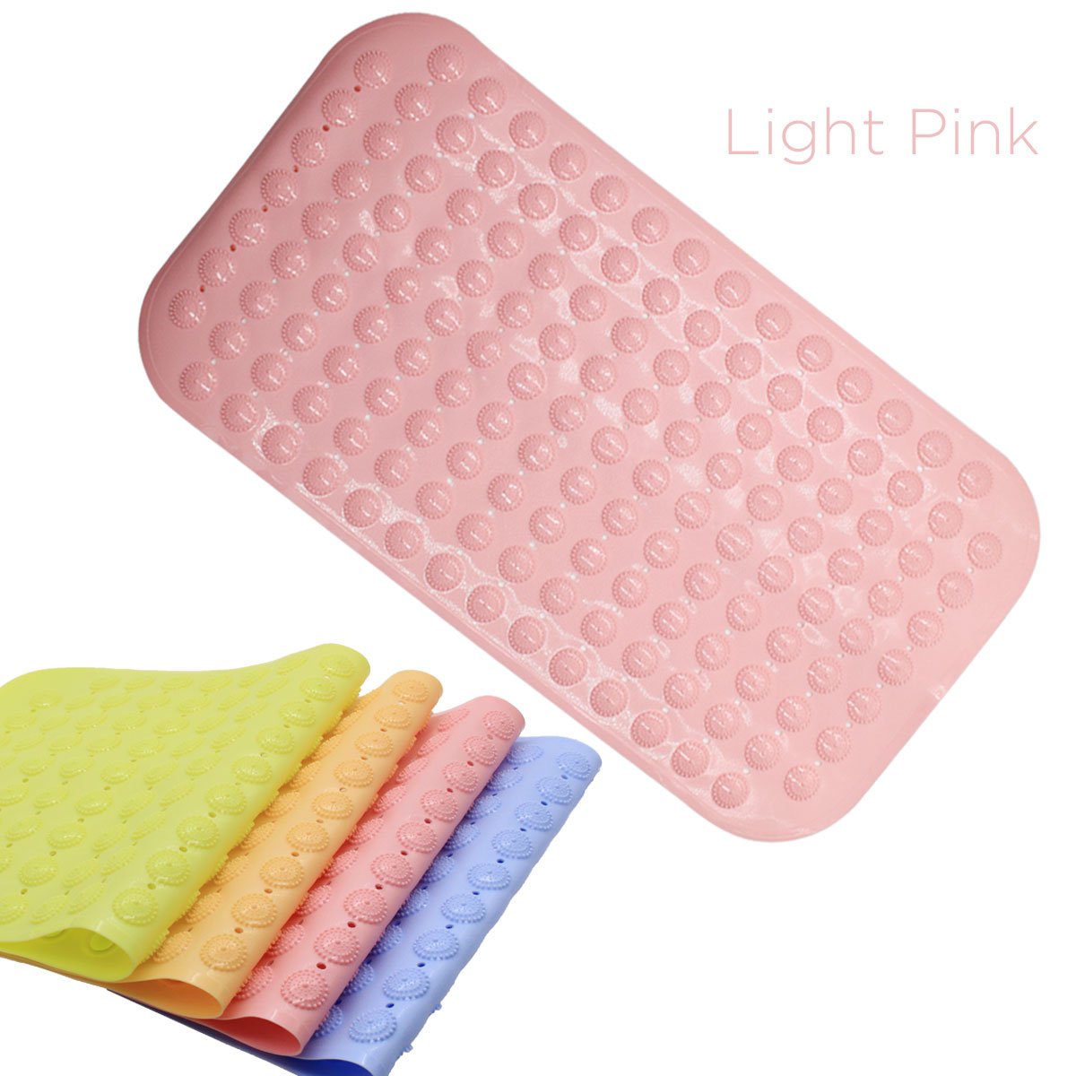 SINMEY Tapis de Bain Antiderapant en PVC avec Ventouses Anti Glisse pour Salle de Bain,Maison,Cuisine-70 x 36.5cm (Rose)