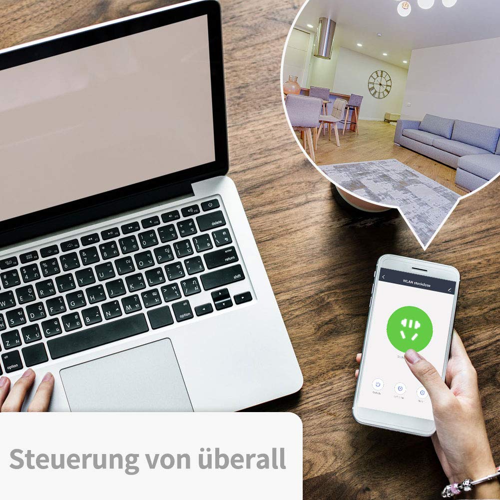 WLAN Smart Steckdose AISIRER Wifi Mini Intelligente Steckdose Smart plug mit fernbedienbarem Timer. Kompatibel mit Google Home, IFTTT 16A 3500W (2 pack)