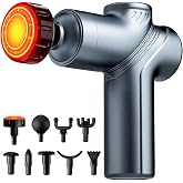 LEERCON Massage Gun with Heat, Deep Tissue Back Massage Gun for Pain Relief | Small Portable Massager Gun, Back and Neck Massager for Pain Relief, 6 Speed &amp; 9 Heads, Birthday Gifts for Men Dad (Blue)