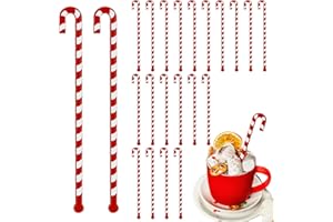 SiliFine 30 Pcs Christmas Coffee Stirrers Candy Cane Swizzle Sticks Coffee Bar Decoration Hot Cocoa Plastic Cocktails Drink Stirrers Reusable Beverage Stir Gifts for Xmas Party Supplies(Red, White)