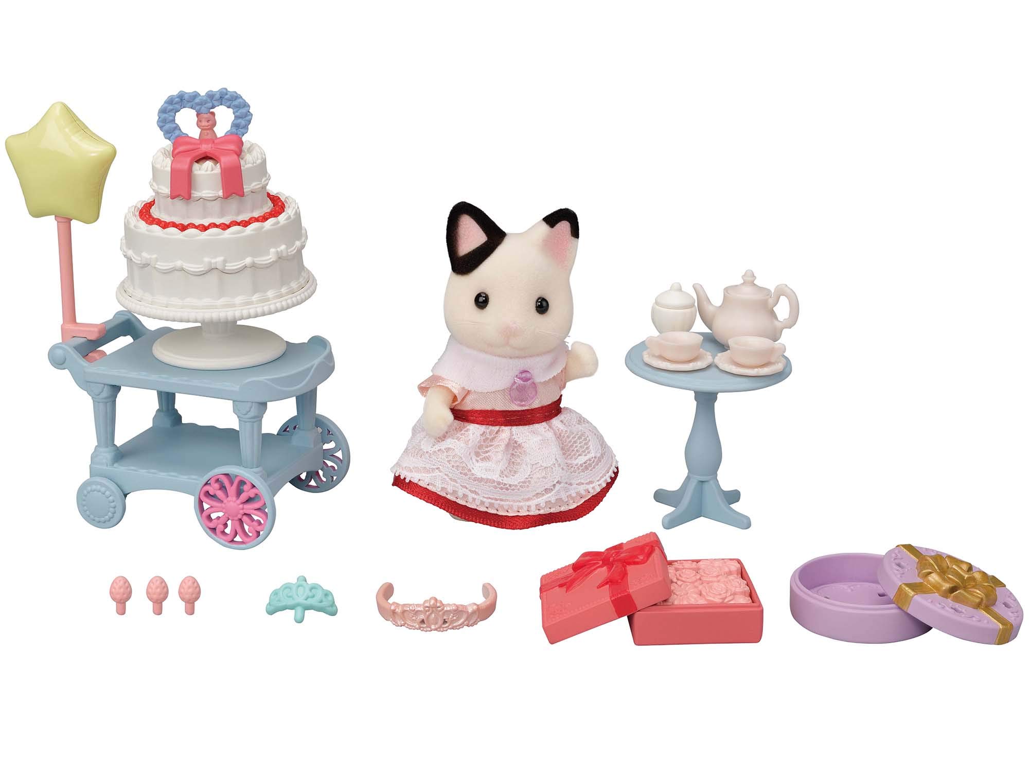 Sylvanian Families Party Time Playset -Tuxedo Cat Girl-dollhouse playset 5646