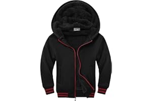 V VALANCH Boys Hoodie Zip Up Fleece Lined Jacket Warm Sherpa Hooded Sweatshirts for Boys Girls 6-15 Years