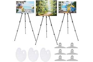 CONLI 3 Pack Art Painting Display Artist Easel Stand,Adjustable Metal Easels for Painting,Max Height 16.53"- 62.99",Portable Easel Stand with Carry Bag for Display,Party Posters,Wedding Signs-Black
