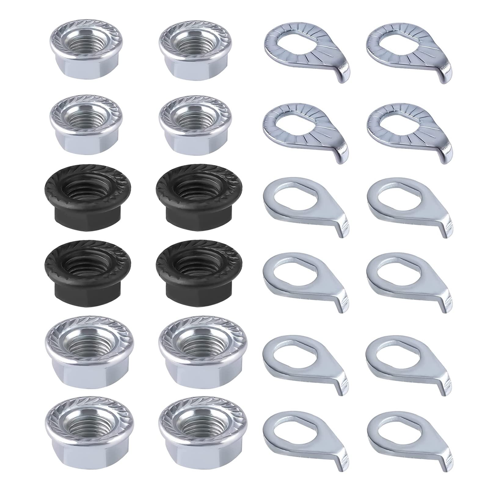 Bicycle Axle Nuts and Safety Washers,24 PCS Bicycle Wheel Nuts,Flange Nuts,Bicycle Front wheel Rear Wheel Nut,M8 M9.5 M10 Bike Parts,Bicycle Hub Flanged Axle Nut Kit Applied to Mountain Road Mountain