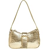 GORGLITTER Women's Y2K PU Leather Shoulder Bag Metallic Buckle Trendy Handbags