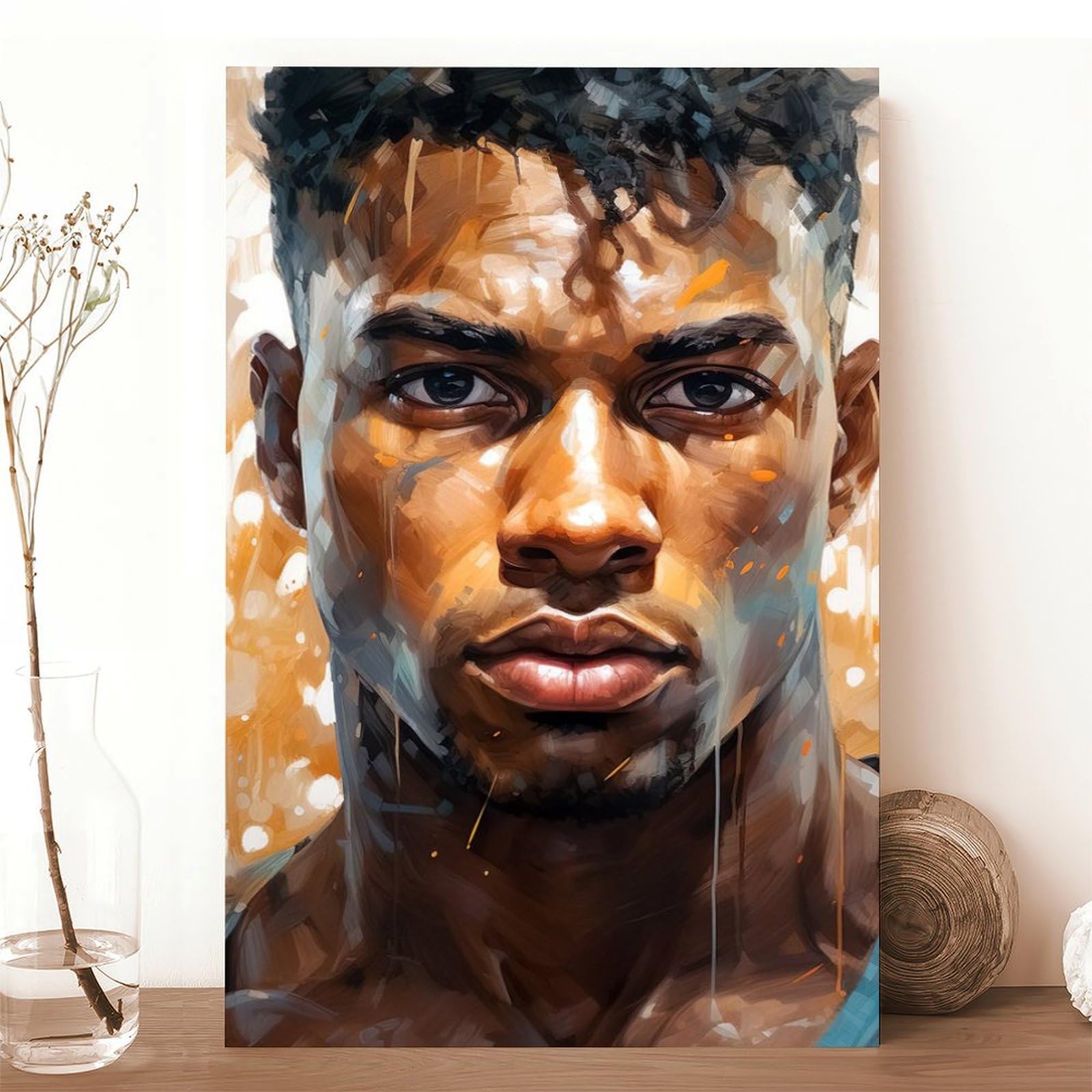 HMLZSJ Nude Muscle Male Torso Portrait Art Gay