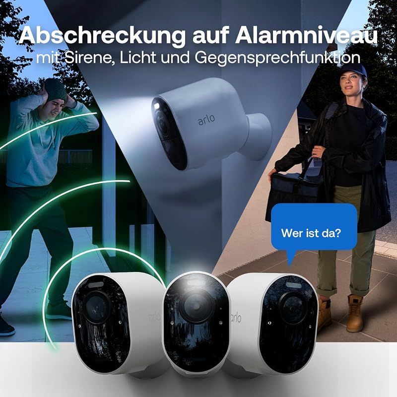 Pro 6 2K HDR Kamera Aussen, 4er-Set mit Zusatzakku & Dual-Ladestation