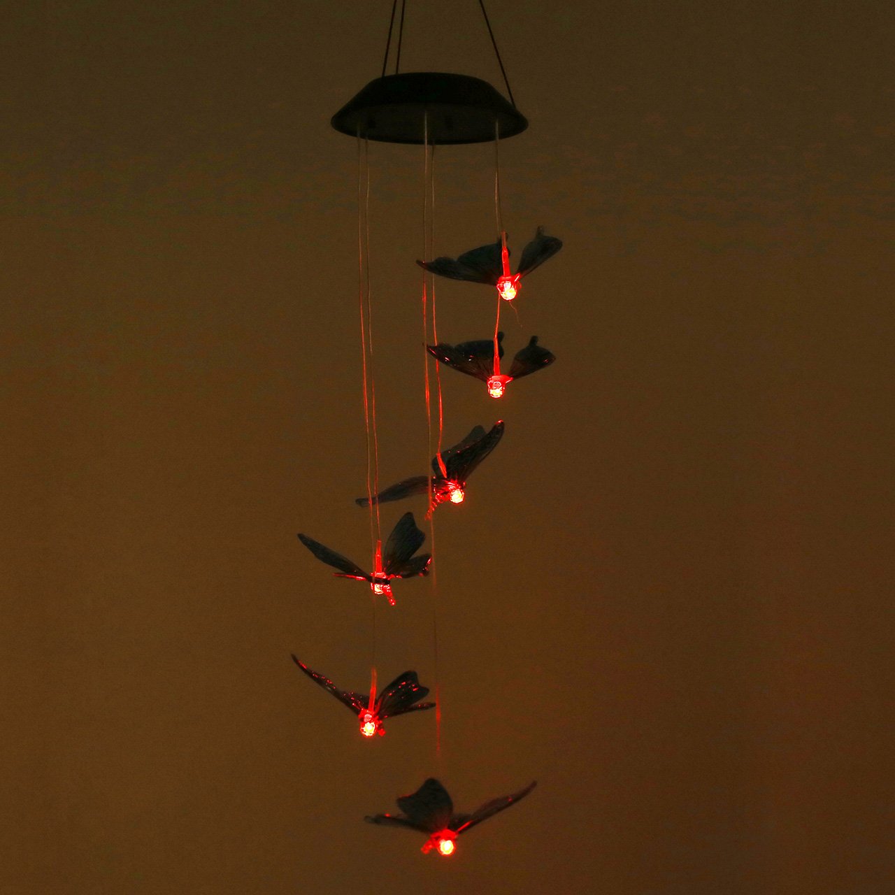 Yoption Color-Changing LED Solar Wind Chime, Romantic Spiral Spinner Outdoor Decorative Windbell Light for Patio, Deck, Yard, Garden, Home, Pathway (Colorful Butterfly)