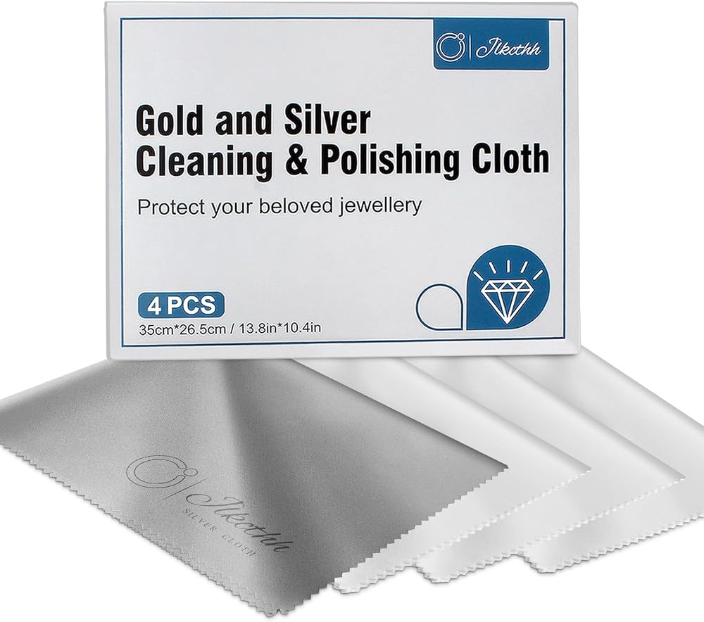 HAYSLAND 4 Pack Jewelry Cleaning Cloth 100% Cotton Silver Gold Platinum