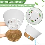 ZMTECH 20cm Hanging Plant Pots Set of 2 with Drainage & Water Level, White view 4