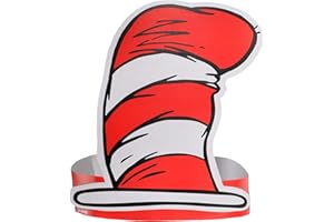 Amscan Dr. Seuss Cat In The Hat Paper Hats for Kids, 36 Count - Red & White Striped Party City Paper Hat for Boys & Girls - Birthday Party Supplies & Costume Accessories