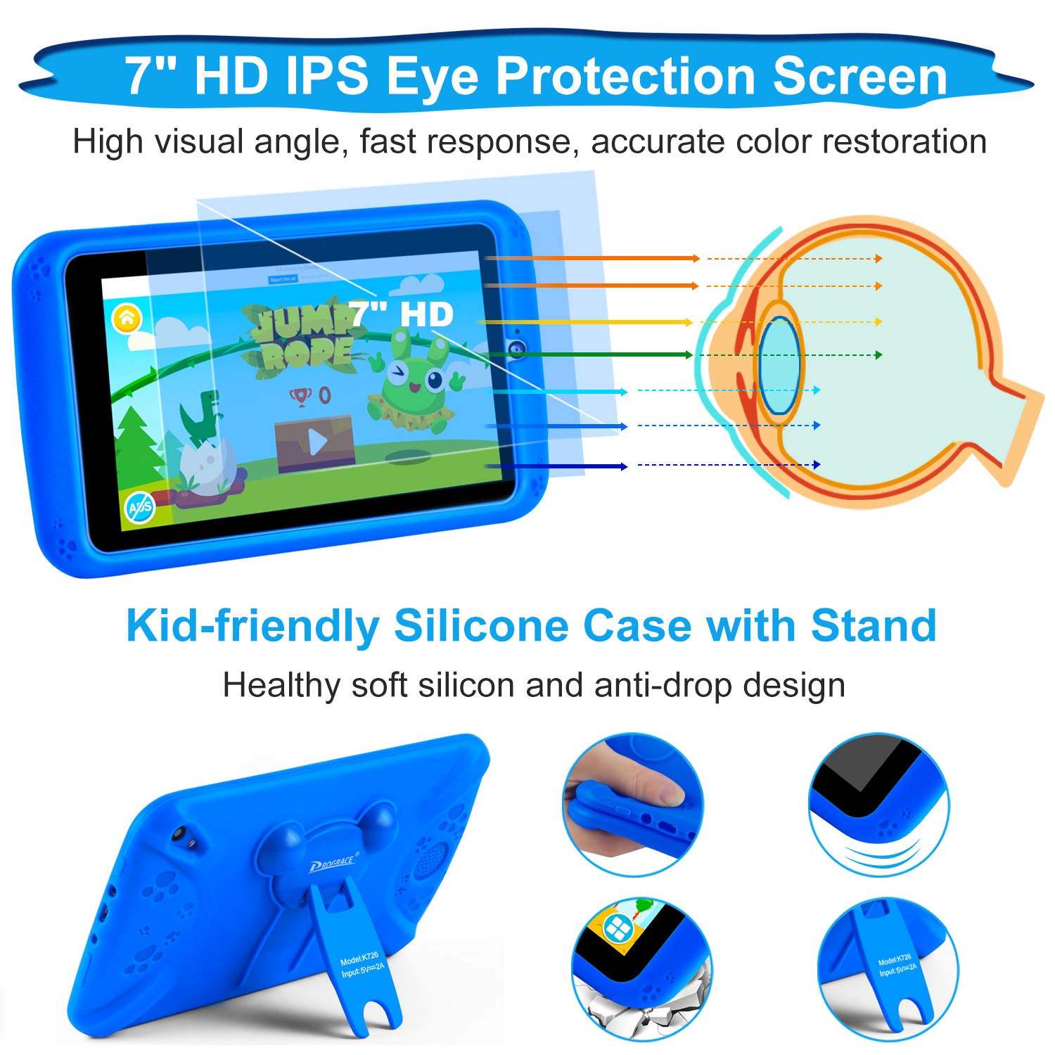 PROGRACE Kids Tablets Learning Edition Tablet for Kids Boys Toy Gift with Parental Control HD IPS Touch Screen Children\'s Tablet QuadCore Toddler Tablet 7\