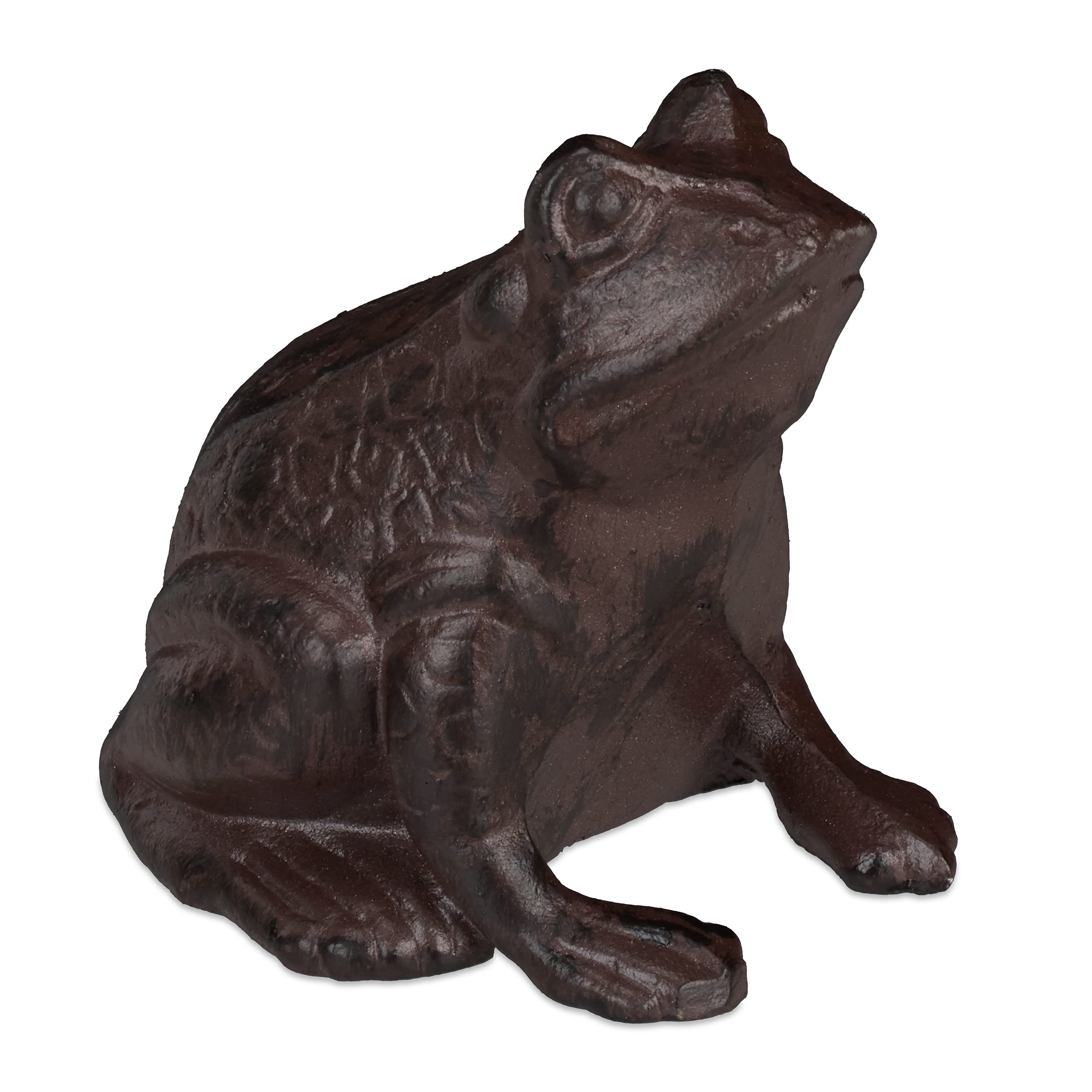 Relaxdays Frog Ornament Garden, Cast Iron, Weatherproof, Funny, Antique Design, For Patio, Balcony, Terrace, Brown,Pack of 1,10028977