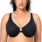 CALVENA Racerback Women's Front Closure Bra for Women Plus Size Seamless Unlined Underwire Plunge Bra