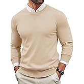 Runcati Mens Crewneck Sweaters Casual Knit Lightweight Dress Sweater Long Sleeve Slim Fit Fall Winter Pullover