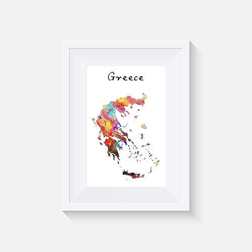 Greece Inspired Print Poster Watercolour Wall Art Various Sizes Frame Not Included Amazon Co Uk Handmade