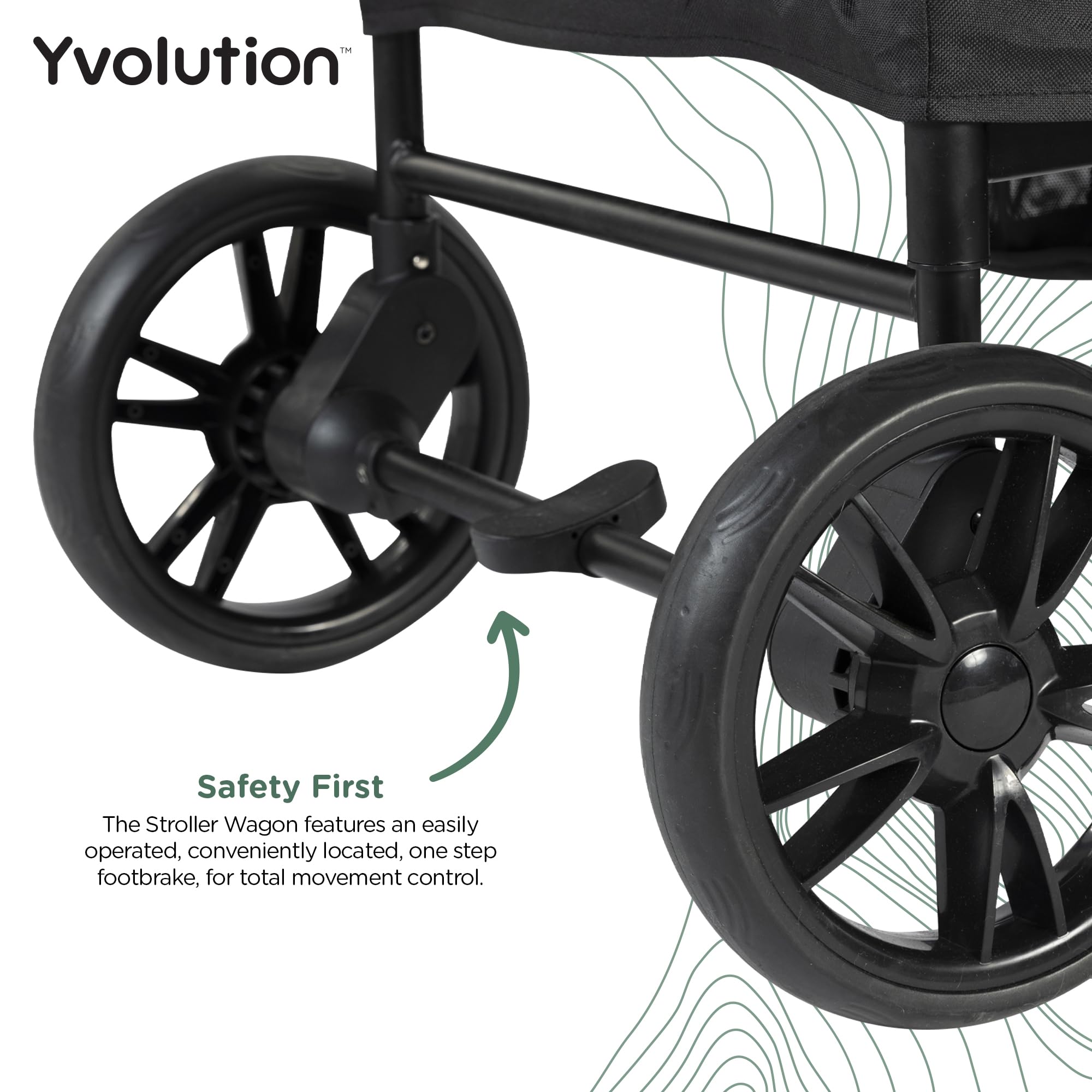Yvolution Easy Fold & Store Wagon with Canopy – Collapsible 2-Seater Stroller Wagon for Kids, Adjustable Push/Pull Handles, Front Zipper Door, 360° Steering – Ages 12 Months+, Max 35kg