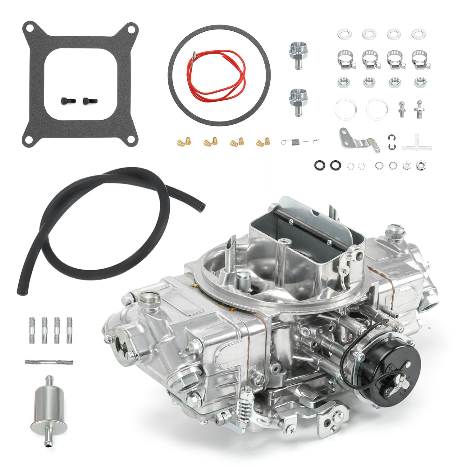 Photo 1 of Carburetor 650 CFM 4150 Model 4 Barrel Double-Pumper Compatible with Holley Quick Fuel Brawler Diecast Carburetors Mechanical Secondary Electric Choke, Square Bore Flange Replace#BR-67255 (650 CFM)