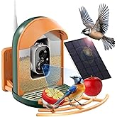 Bird Feeder with Camera, Smart Birdfeeder with Cam Solar Powered, 2K HD Video, AI Identification, Instant Arrival Alerts, IP66 Bird Bath & Feeder,Gift for BirdLover (with Stand, Dark Green)
