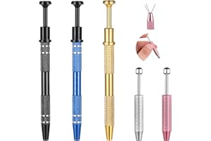 JOSOJOOU 5Pcs Piercing Ball Grabber Tool, Diamond 4 Prongs Claw Tweezers, Stainless Steel Jeweler Pick Up Tool for IC Chip Diamond Bead Electronic Small Parts