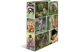 HERMA Lever Arch File Animals with Forest Animals Motif, A4, 70 mm Spine, with Inner Print, 1 Folder