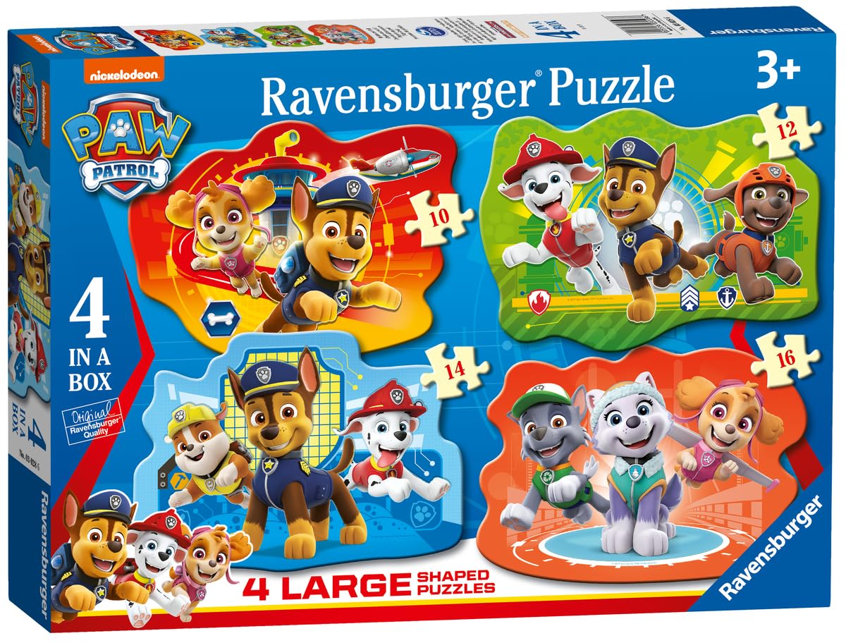 Ravensburger Paw Patrol 4 in a Box Jigsaw Puzzles for Kids Age 3 Years Up - 10, 12, 14 & 16 Pieces - Educational Gifts for Toddlers