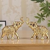 AGKZNTQP Decorative Golden Pair of Elephants Elephant Statues, Home Decoration Statues