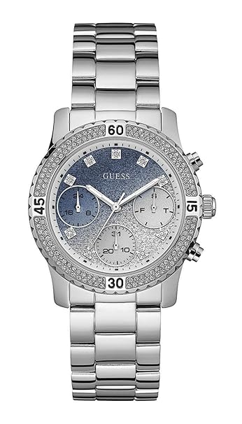Guess Damen Analog Quarz Uhr mit Edelstahl Armband W0774L6