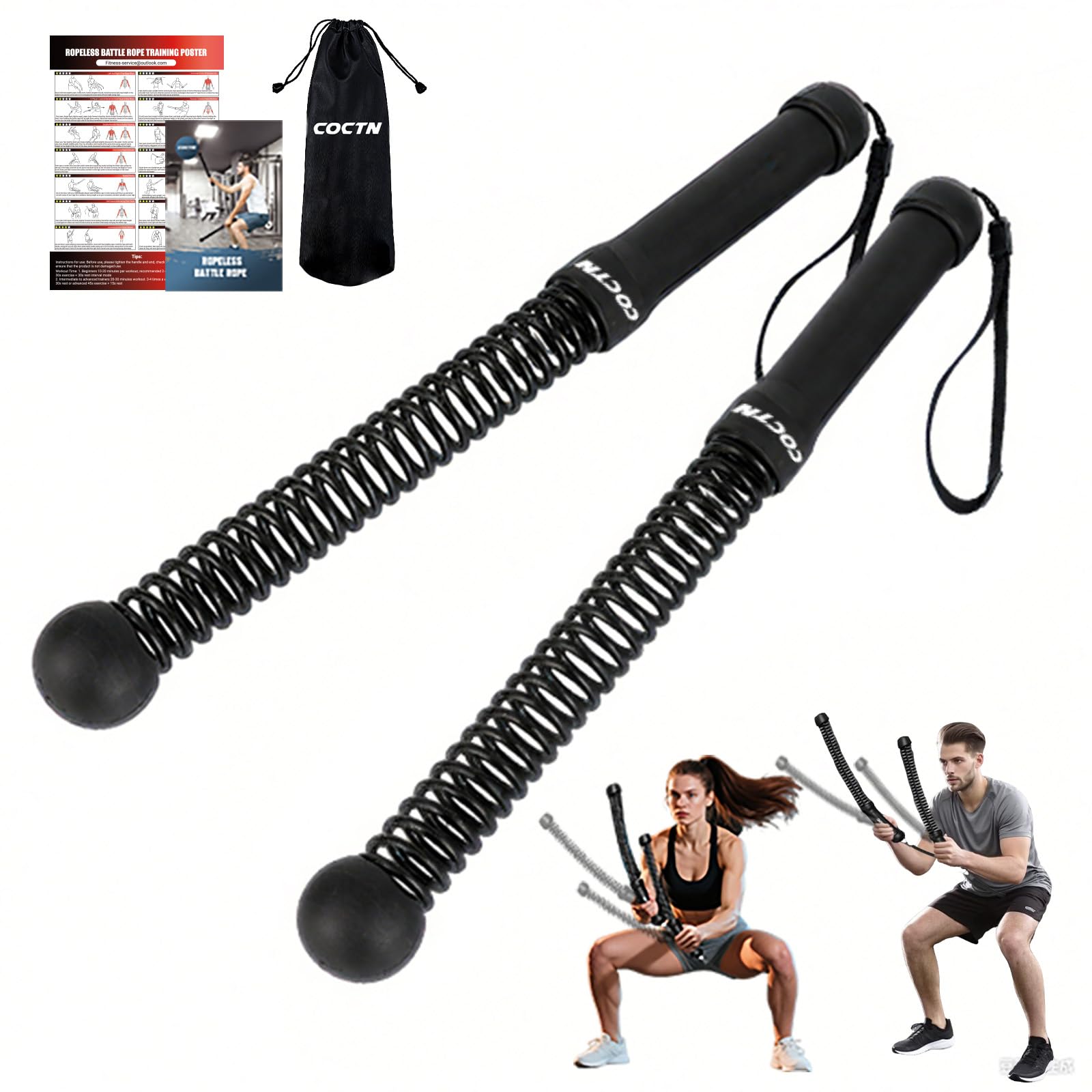 Photo 1 of Weighted Ropeless Battle Ropes, Heavy Duty Workout Rope for Home Gym with Training Poster, Portable Arm Exerciser Rope for Strength Building, HIIT and Low-Impact Aerobic Training for Men & Women