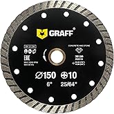 GRAFF 6 Inch Diamond Blade for Angle Grinder - Diamond Cutting Wheel for Cutting Stone, Marble, Granite, Brick, Masonry, Paving Flag, Concrete - Turbo Diamond Saw Blades - 150 mm