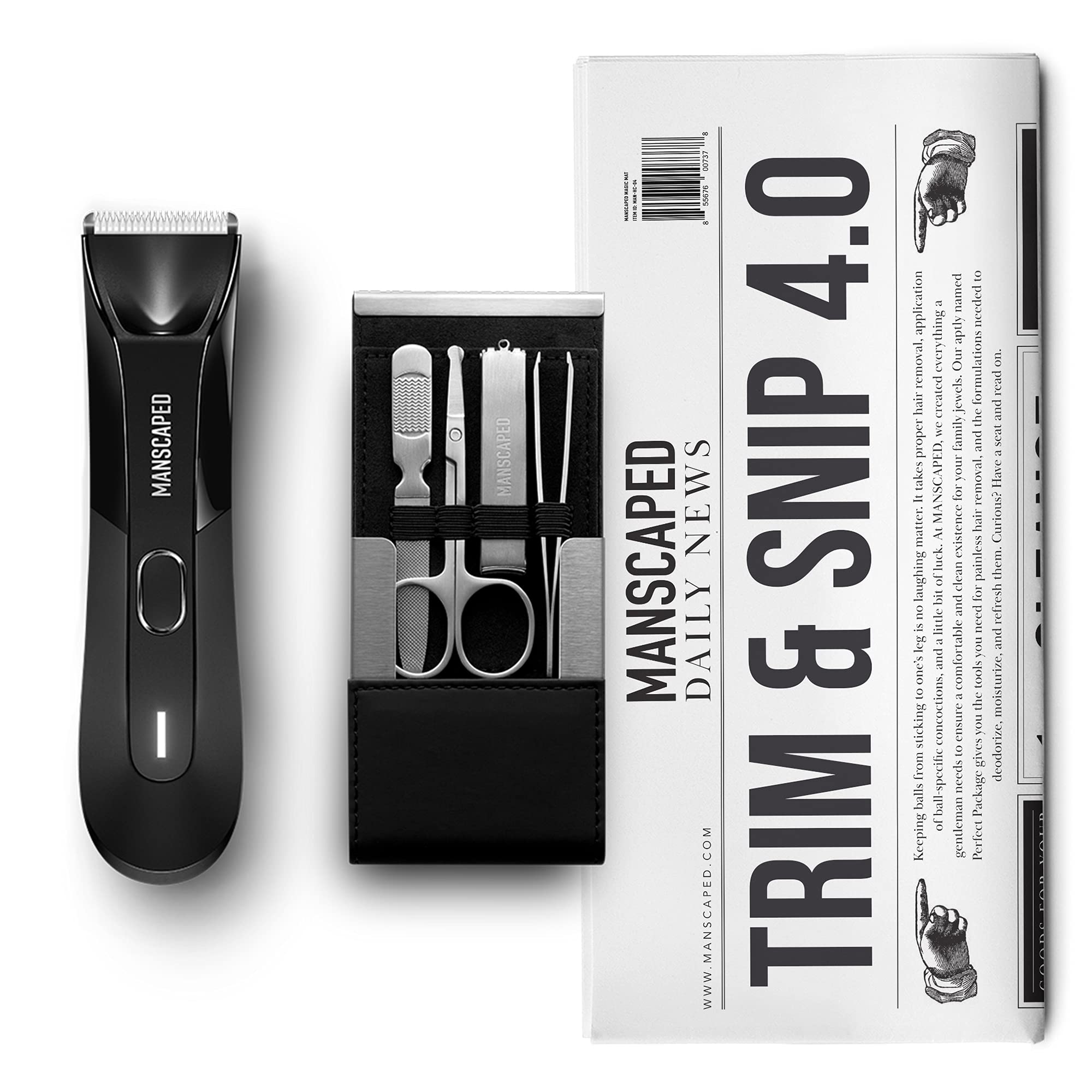 MANSCAPED® Trim and Snip 4.0, Men's Grooming Kit, Includes The Lawn Mower® 4.0 Ergonomically Designed Powerful Waterproof Electric Trimmer and The Shears 2.0 Manicure Set