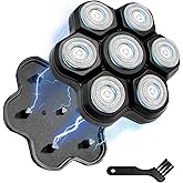 Magnetic 7D Head Shaver Replacement for Bald Men, Universal 7 Blades Floating Head for Electric Rotary Shaver, Razor Head with Brush Accessories