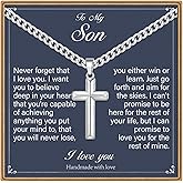 IEFLIFE Valentines Gifts for Him Men - Silver Cuban Chain Stainless Steel Cross Necklace, Valentines Gifts for Grandson Husband, Mens Teens Valentine Gift Cross Necklace Jewelry