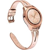 TOYOUTHS Compatible with Samsung Galaxy Watch 7/FE/6/5/4/Active 2 40mm 44mm Band, 20mm Leather Strap for Galaxy Watch 6 Classic 43mm 47mm/Watch 5 Pro 45mm/Watch 4 Classic/Watch 3 41mm, Copper Gold