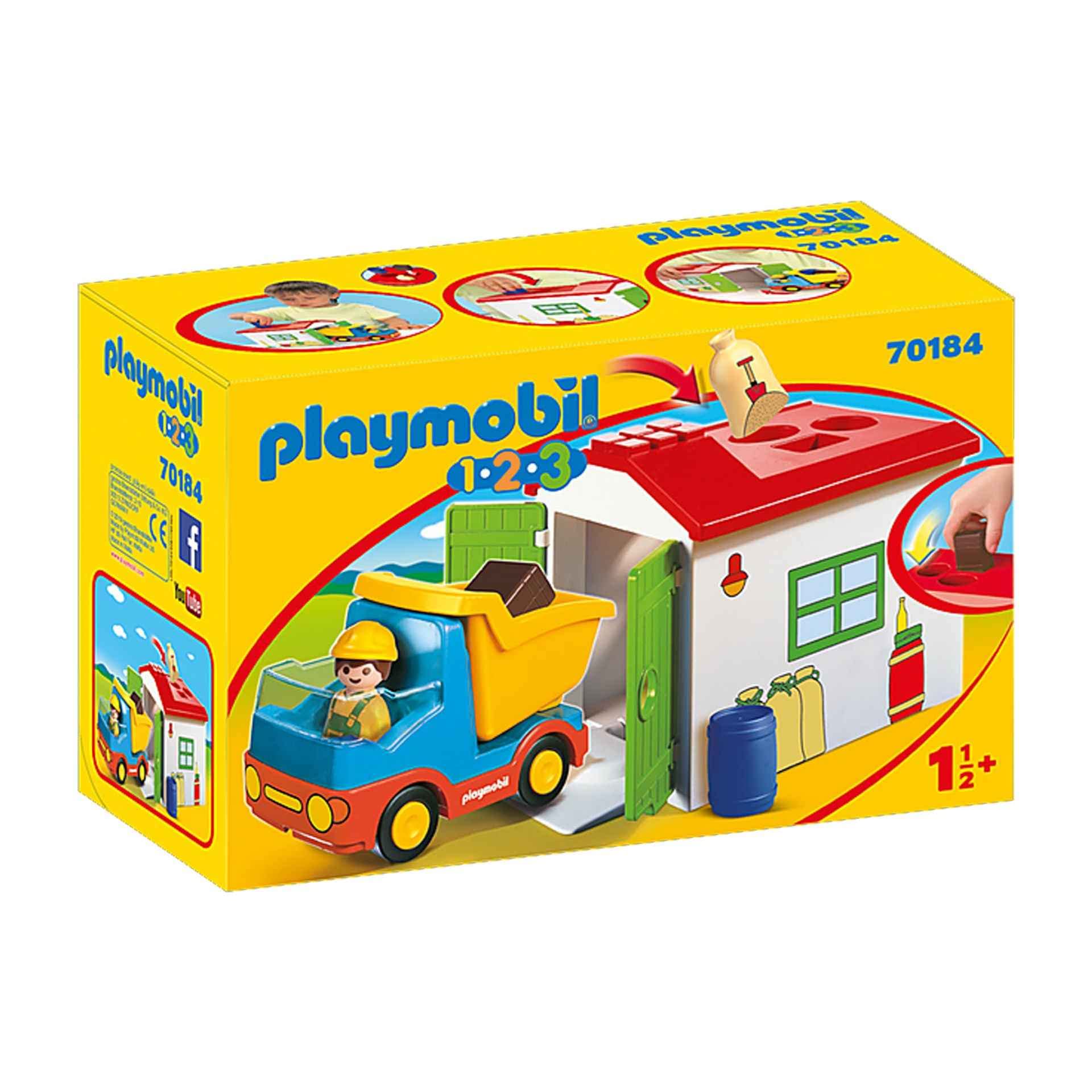 PLAYMOBIL 70184 1.2.3 Truck with Fillable Sorting Garage, educational toy, fun imaginative role-play, playset suitable for children ages 1.5+ years