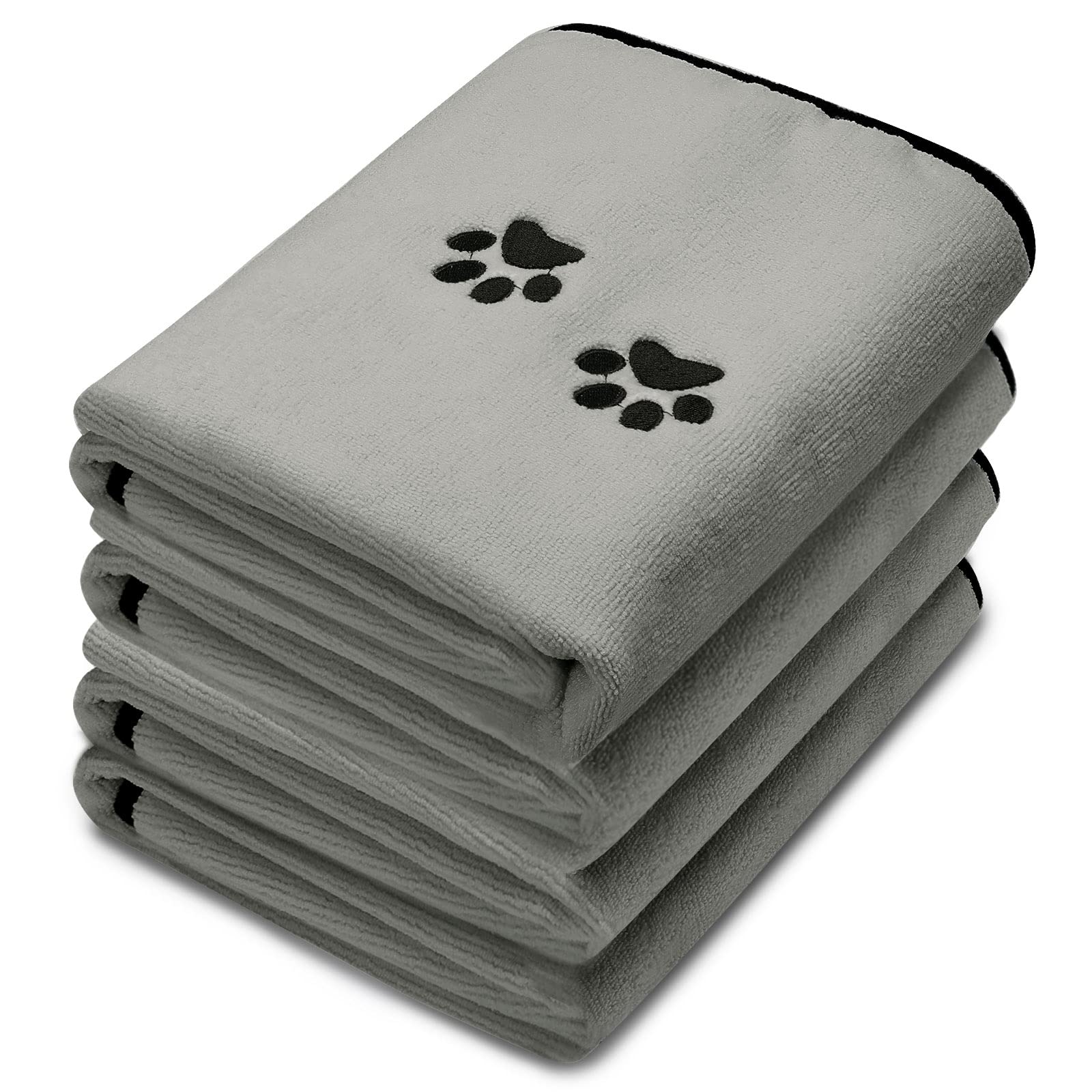 Irenare 4 Pack Dog Towels for Drying Microfiber Dog Towel Soft Absorbent Pet Bath Washcloth Pet Drying Grooming Washcloth with Embroidered Paw for Cats Bathing and Grooming
