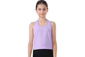 Attifall Grils Ribbed Tank Tops Racerback Seamless Crop Top for Teen Girl Athletic Workout Dance Tanks