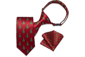 DiBanGu Boys Christmas Tie Set Silk Xmas Holiday Pre-tied tie and pocket Square for Kids Festive Tie with Gift Box