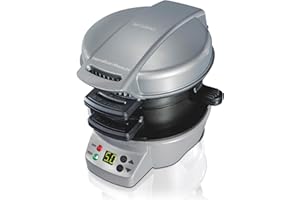 Hamilton Beach Breakfast Sandwich Maker with Egg Cooker Ring, Customize Ingredients, Perfect for English Muffins, Croissants,