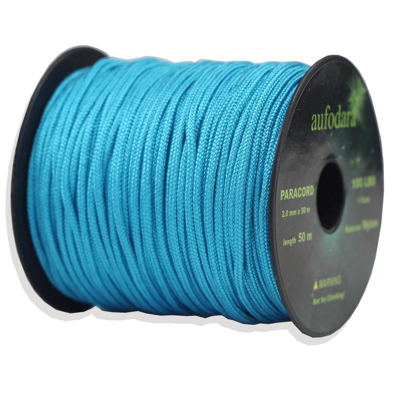 aufodara 50 Metres paracord cords, 2 millimetres nylon rope, 1 core strands (Light Blue, 50)