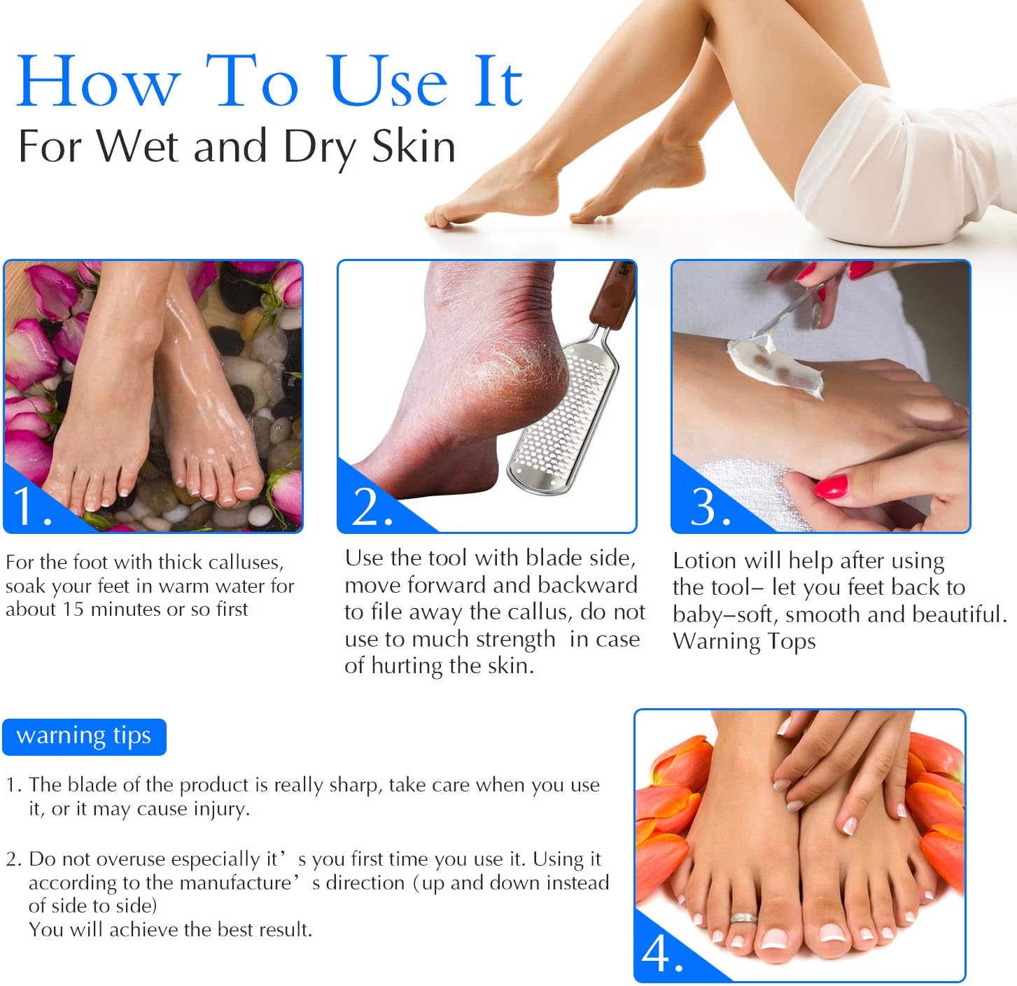 Professional Pedicure Foot File, Colossal Stainless Steel Detachable Foot Scrubber, Hard Skin Removers Pedicure Rasp for Wet and Dry Feet: Health & Personal Care