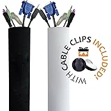 PREMIUM 63'' Cable Management Sleeve with Free Cable Clips | Best Cords Organizer for TV, Computer, Home Entertainment | Fully DIY Adjustable Velcro Cord Sleeve, Wire Cover, Concealer, Cable Wrap