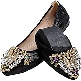 WAMBHC Women's Ballet Flat Shoes - Cute Rhinestones Bow Wedding Flats Slip on Flats for Women Comfort
