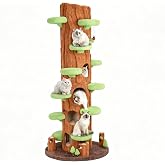 KAMABOKO 91" Tall Cat Tree for Indoor Cats - Large Cat Tower with 6 Luxury Cat Condo, Soft Cushion, Scratching Board, Plush Platform &amp; Top Perch, Magic Forest Series, Light Green