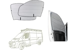 VanEssential Insulated Blackout Front Door Window Covers Designed for RAM Promaster Van Years 2014 to Current Model (Pair) - Cool Gray