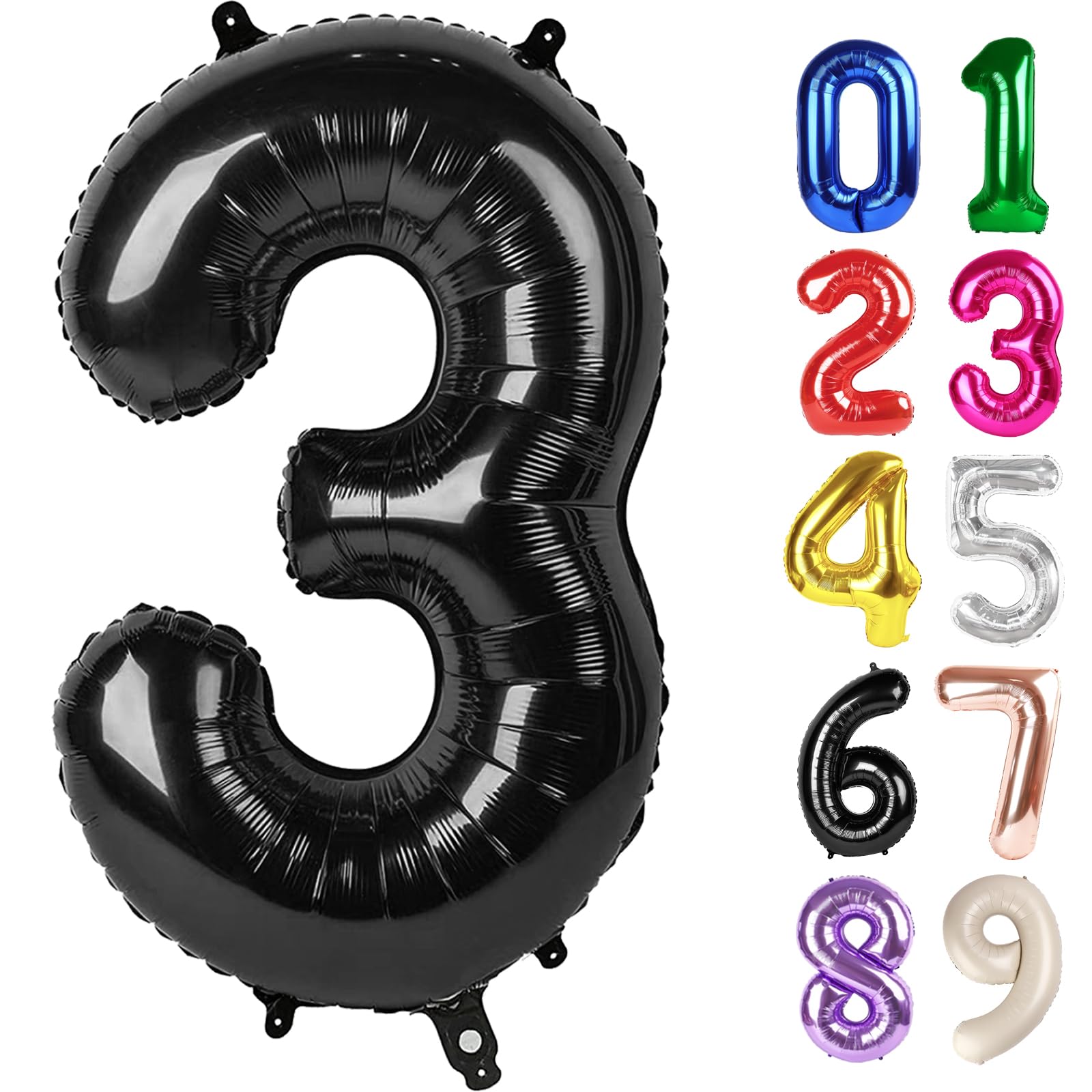 Photo 1 of 3 Balloon - Black Birthday Number Balloons, 40 Inch Large Foil Balloons for Men Women Boys Girs Black Themed Birthday Decorations
