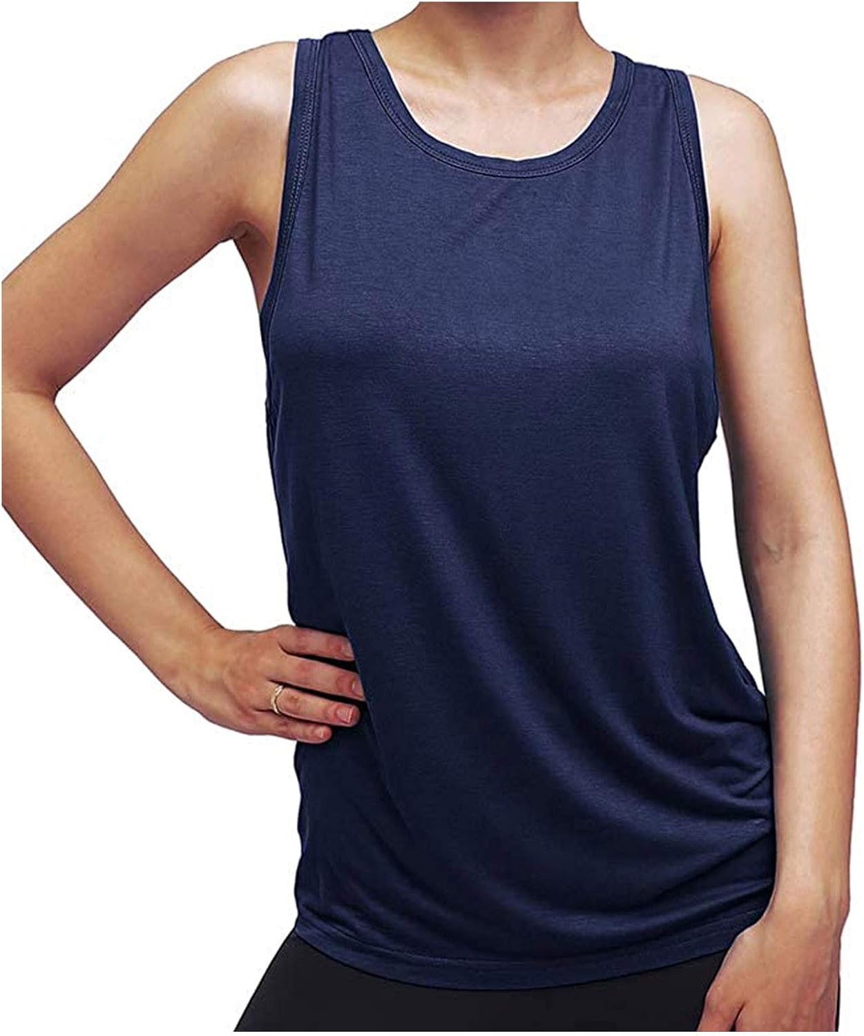Amazon.com: Women's Casual Sports Tank Tops Simple Solid Color O Neck Sleeveless Novelty Knot 