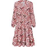 Xpyeesfuen Womens Doll Sleeves Fall Dresses V Neck Midi Dresses Fashion Casual Fit Flowy Tiered Boho Beach Vacation Sundress