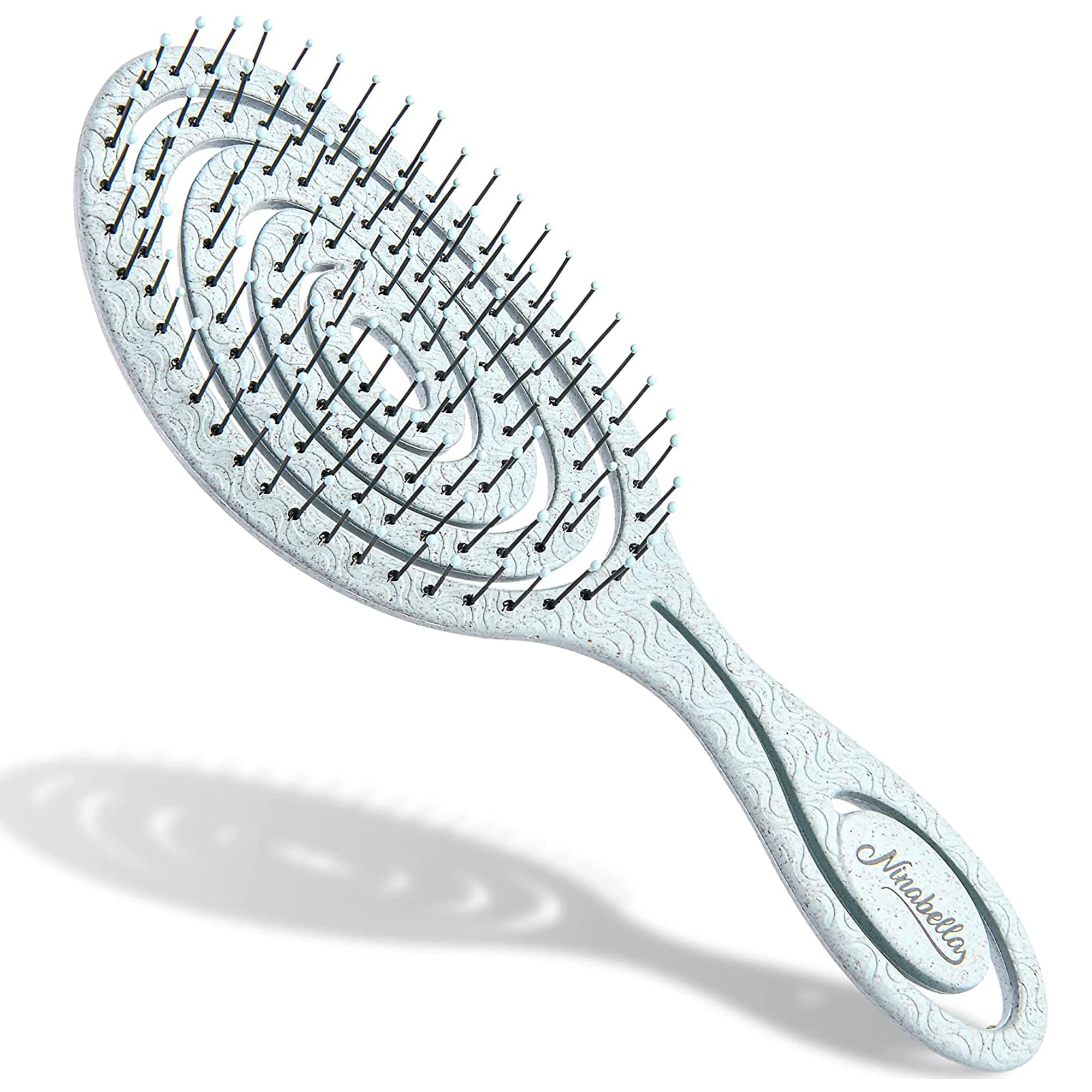 Ninabella Detangling Hair Brush for Women & Men - Does not Pull, Removes Tangles, Brushes for Straight, Curly & Wet Hair - Detangle Brush - Unique Spiral Hairbrush, Light Blue — image 1