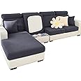 2025 New Wear-Resistant Universal Sofa Cover, Stretch Couch Cushion Slipcovers Replacement, Anti-Slip L Shape Sofa Covers, Chaise Lounge Sofa Slipcover (Weave Dark Grey,Large Triple Seat Cover)